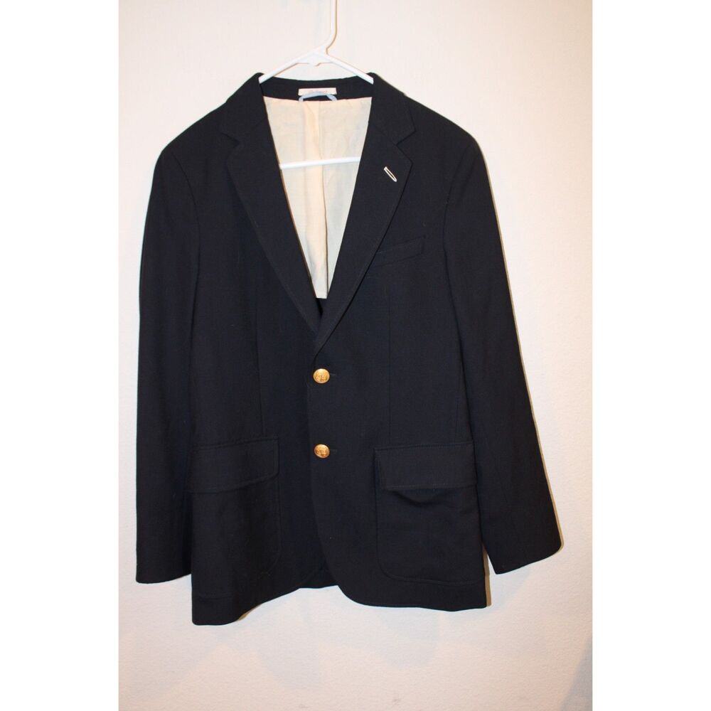 Gant  navy the hopsack blazer two gold button wool men's size 46